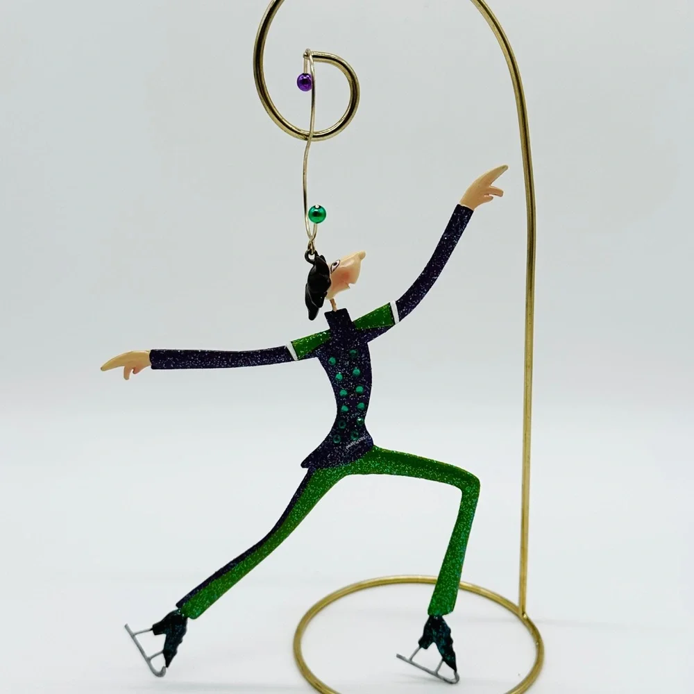 Marquis by Waterford Giddie Guy Gliding Ice Skater Metal Christmas Ornament 2004